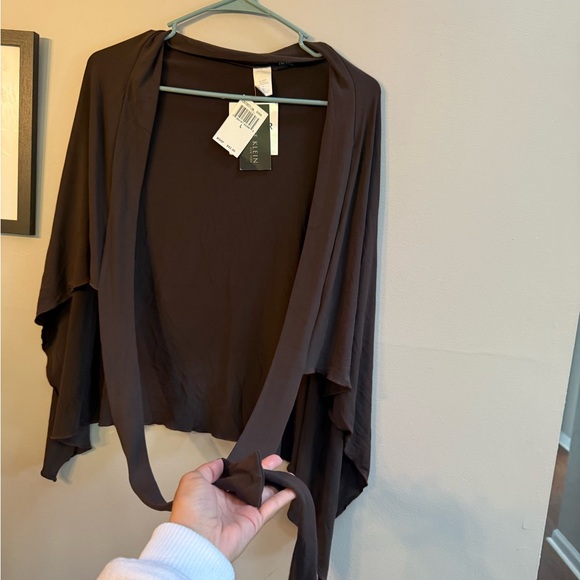 Anne Klein Dark Brown Open Front Cardigan - Picture 4 of 5